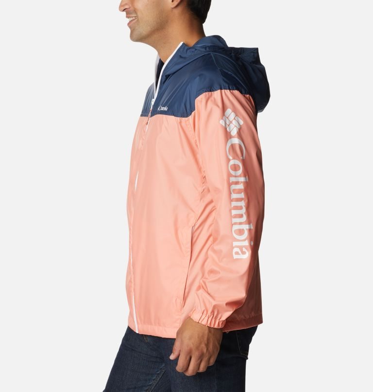 Men's Columbia Flash Challenger Novelty Windbreaker Jackets Coral / Navy | CA-K6C10