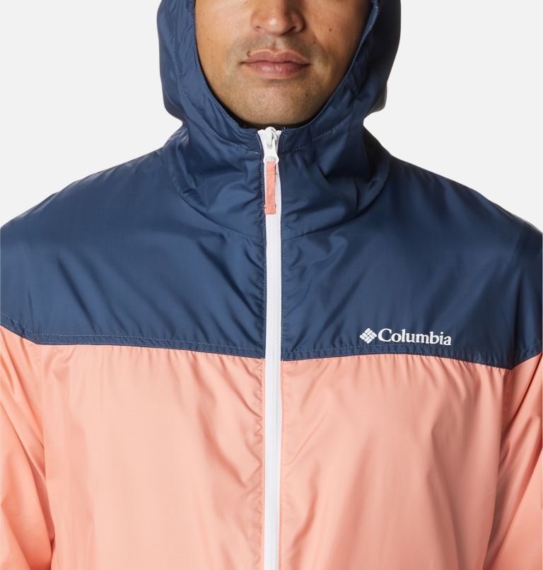 Men's Columbia Flash Challenger Novelty Windbreaker Jackets Coral / Navy | CA-K6C10