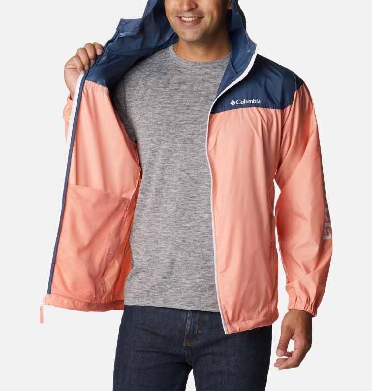 Men's Columbia Flash Challenger Novelty Windbreaker Jackets Coral / Navy | CA-K6C10