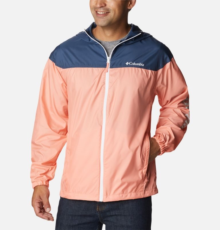 Men's Columbia Flash Challenger Novelty Windbreaker Jackets Coral / Navy | CA-K6C10