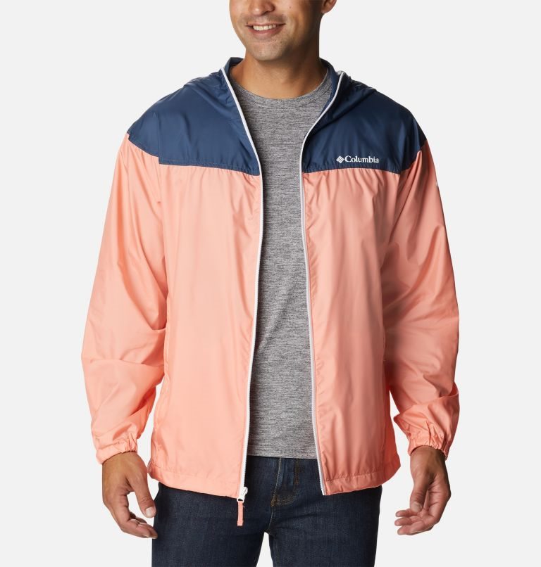 Men's Columbia Flash Challenger Novelty Windbreaker Jackets Coral / Navy | CA-K6C10