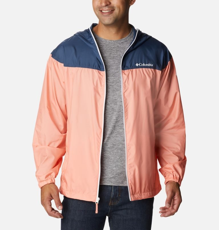 Men\'s Columbia Flash Challenger Novelty Windbreaker Jackets Coral / Navy | CA-K6C10