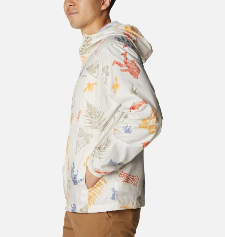 Men's Columbia Flash Forward Windbreaker Print Jackets Cream | CA-BA364