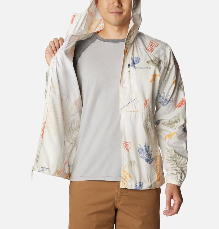 Men's Columbia Flash Forward Windbreaker Print Jackets Cream | CA-BA364