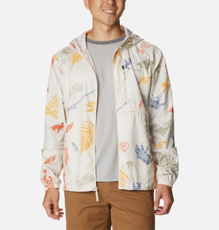 Men's Columbia Flash Forward Windbreaker Print Jackets Cream | CA-BA364