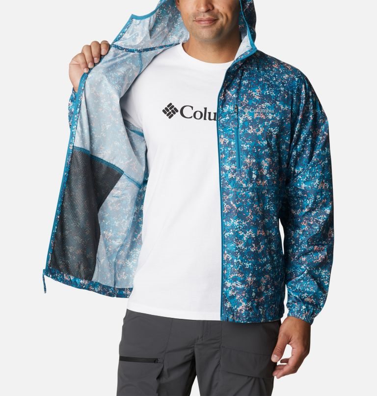 Men's Columbia Flash Forward Windbreaker Print Jackets Blue | CA-K36LC