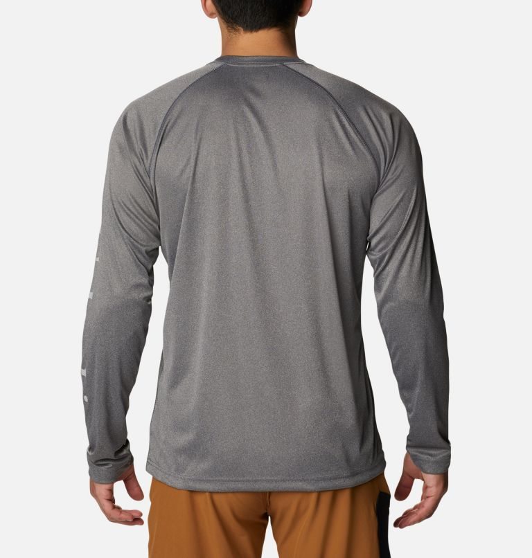 Men's Columbia Fork Stream Heather Long Sleeve Sweatshirts Grey | CA-JC068