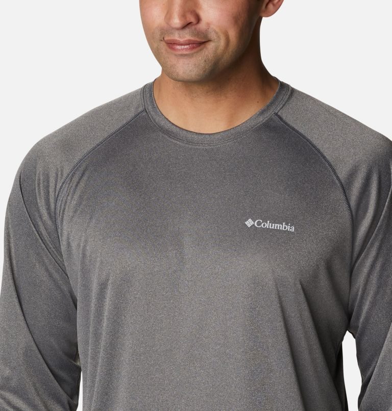 Men's Columbia Fork Stream Heather Long Sleeve Sweatshirts Grey | CA-JC068