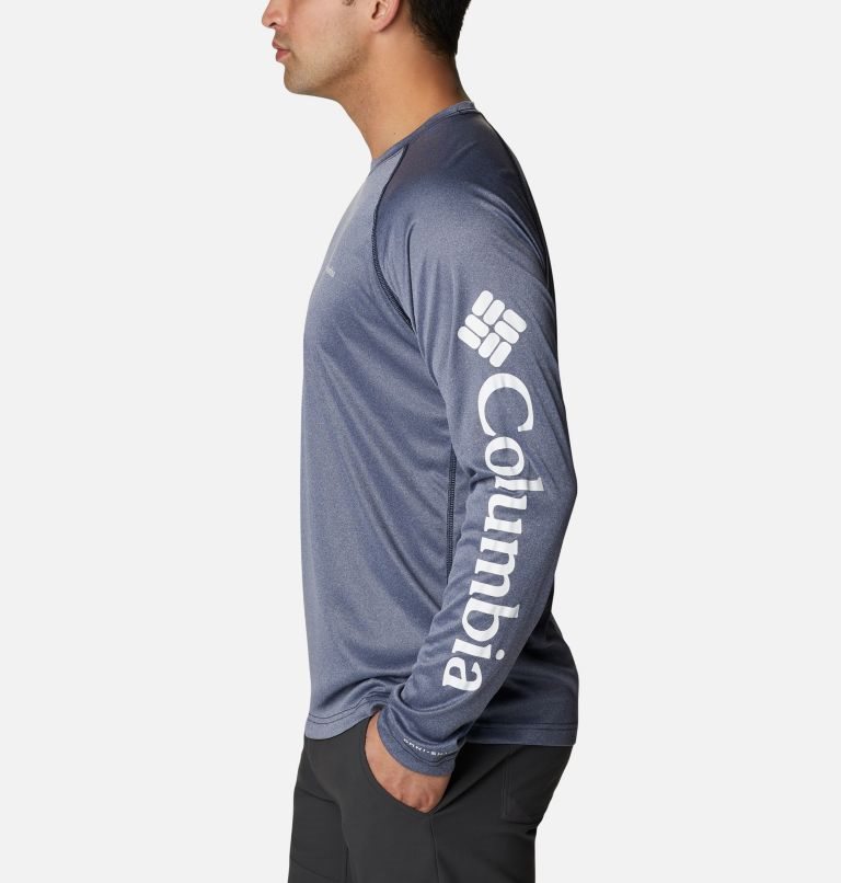 Men's Columbia Fork Stream Heather Long Sleeve Sweatshirts Navy | CA-Y3A50