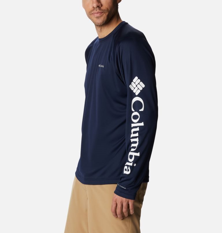 Men's Columbia Fork Stream Long Sleeve Sweatshirts Navy | CA-N8CA6