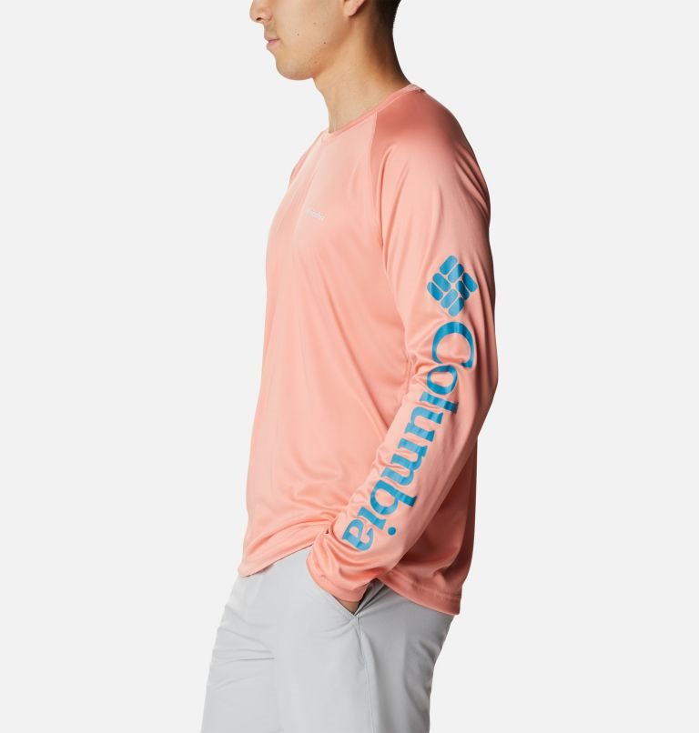 Men's Columbia Fork Stream Long Sleeve Sweatshirts Coral | CA-V5843