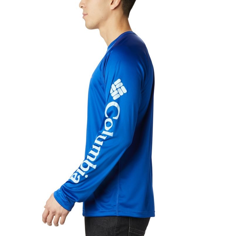 Men's Columbia Fork Stream Long Sleeve Sweatshirts Blue | CA-Y531C