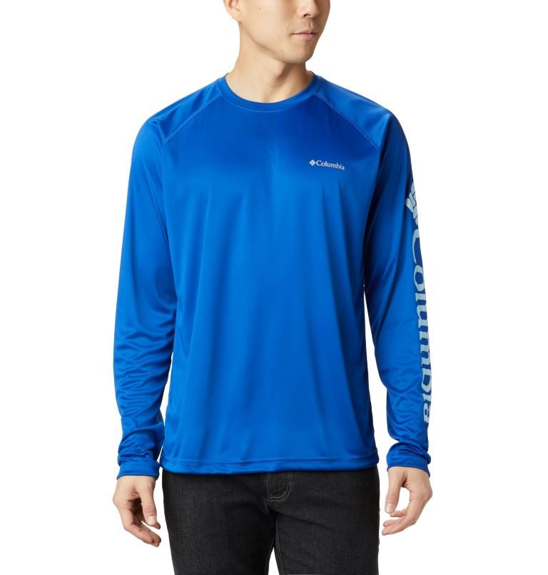 Men\'s Columbia Fork Stream Long Sleeve Sweatshirts Blue | CA-Y531C