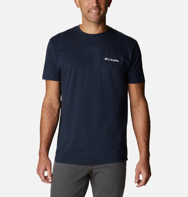 Men's Columbia Glacier Park T Shirts Navy | CA-I361L