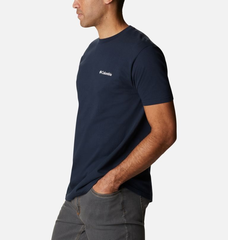 Men's Columbia Glacier Park T Shirts Navy | CA-I361L