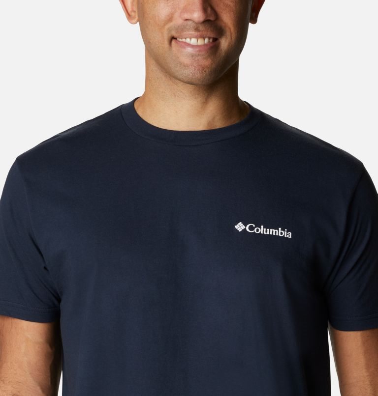 Men's Columbia Glacier Park T Shirts Navy | CA-I361L