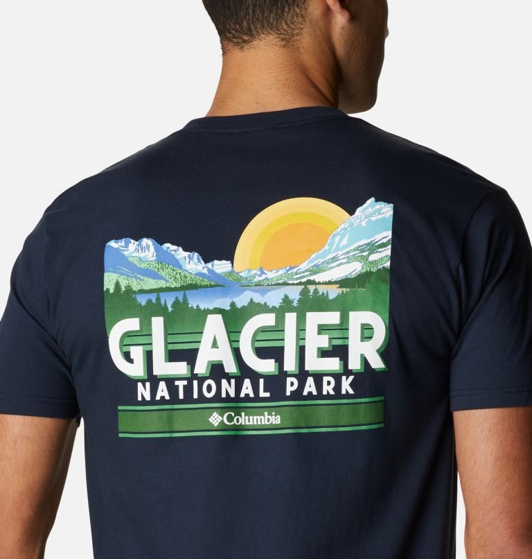 Men's Columbia Glacier Park T Shirts Navy | CA-I361L