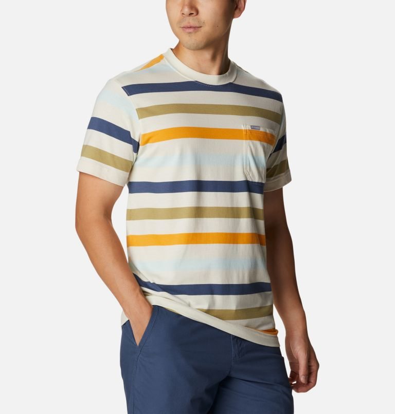 Men's Columbia Glendoveer Pocket T Shirts Stripe | CA-JA8LC