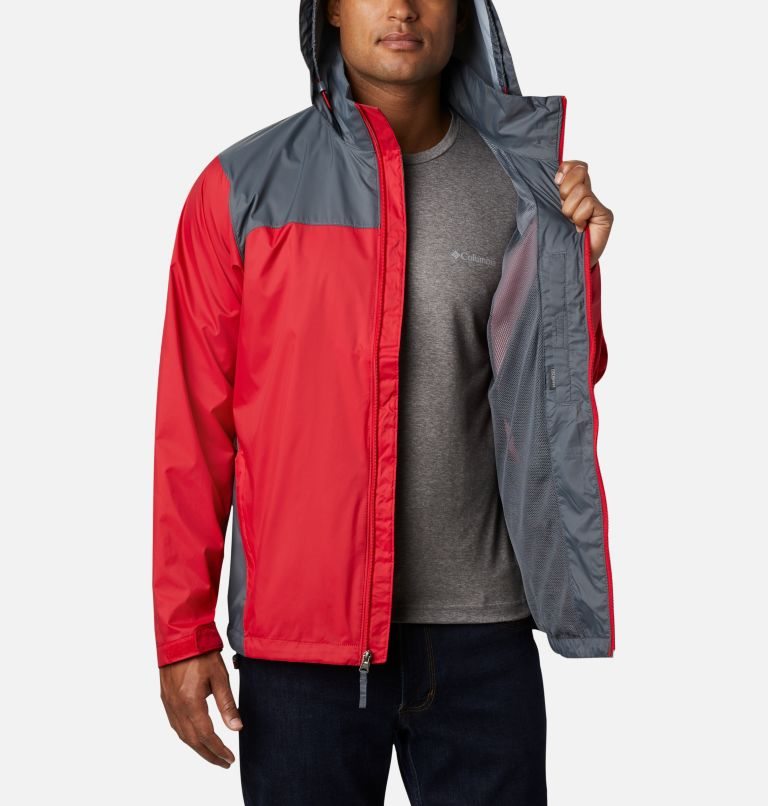 Men's Columbia Glennaker Lake Rain Jackets Red | CA-GCA1L