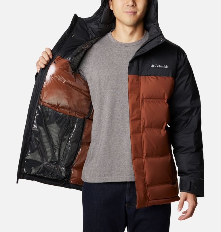 Men's Columbia Grand Trek Down Jackets Black / Brown | CA-C1A58