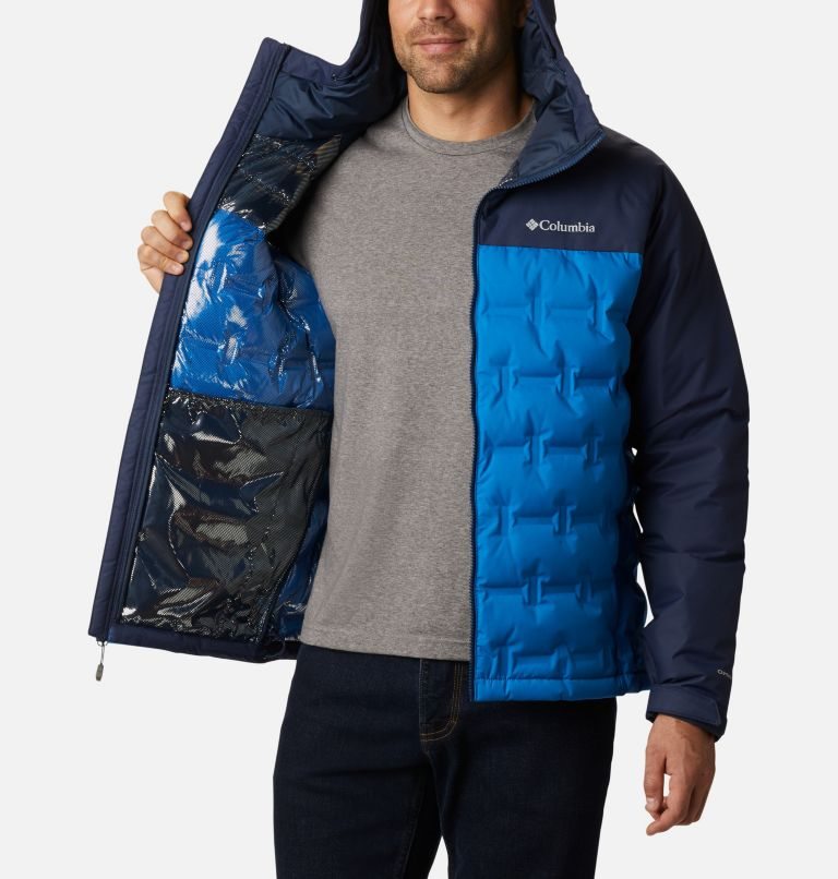 Men's Columbia Grand Trek Down Jackets Blue | CA-OC584