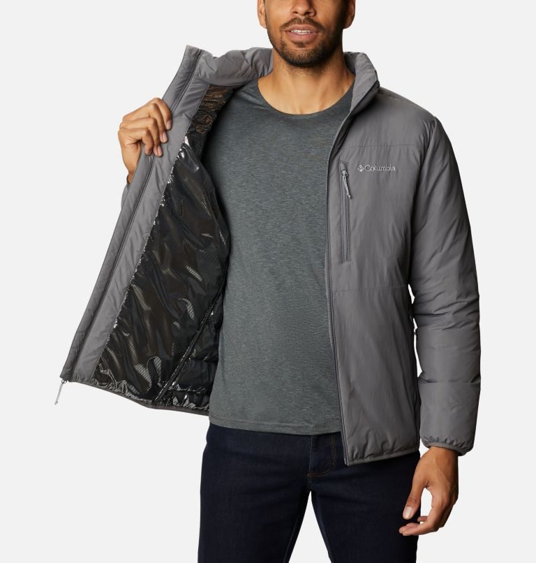 Men's Columbia Grand Wall Insulated Jackets Dark Grey | CA-R5AC8