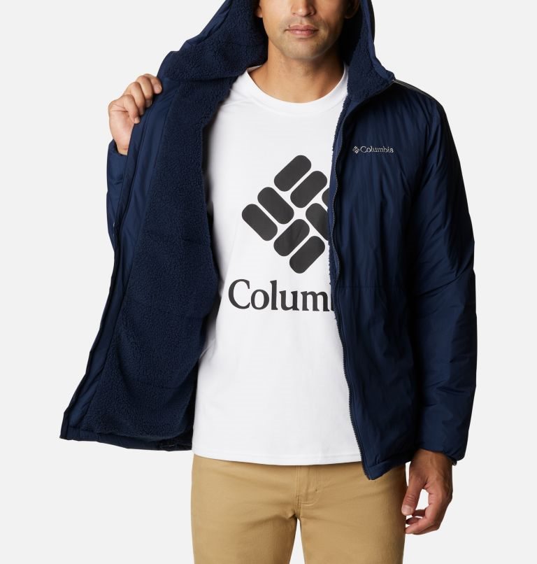 Men's Columbia Grand Wall Sherpa Jackets Navy | CA-I61A3