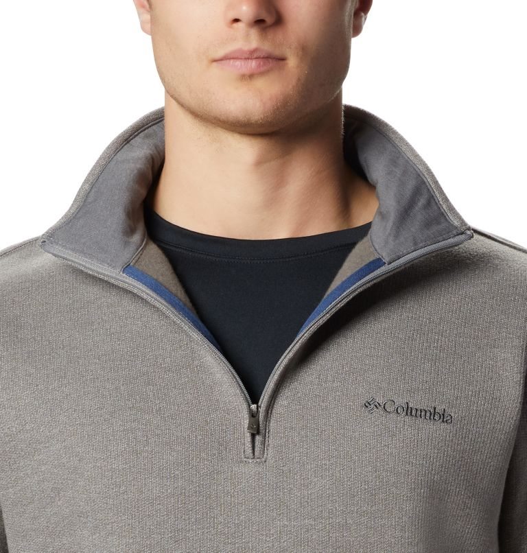 Men's Columbia Great Hart Mountain III Half Zip Sweatshirts Grey | CA-E4A36