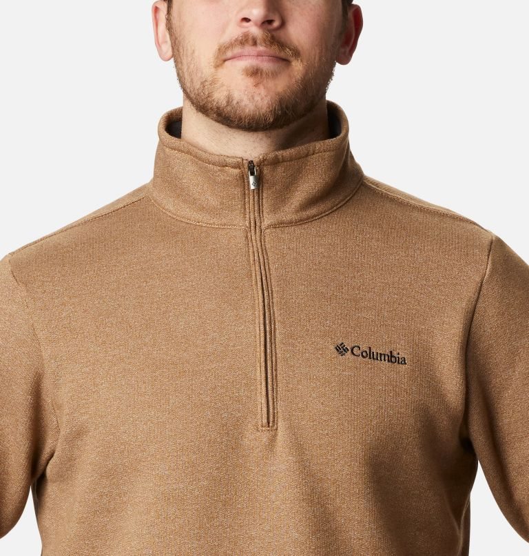 Men's Columbia Great Hart Mountain III Half Zip Sweatshirts Brown | CA-LLA05