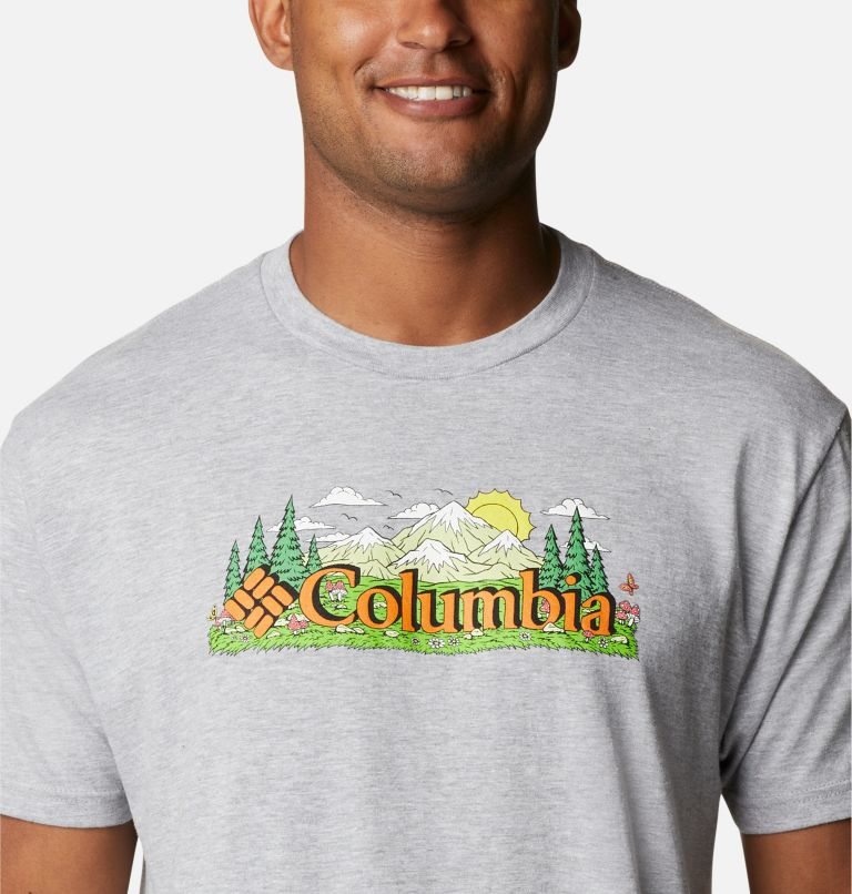 Men's Columbia Happy Graphic T Shirts Light Grey | CA-B58L1