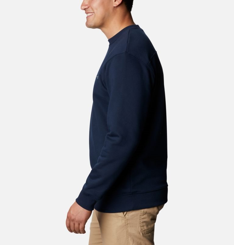 Men's Columbia Hart Mountain II Crew Sweatshirts Navy | CA-TL5C3