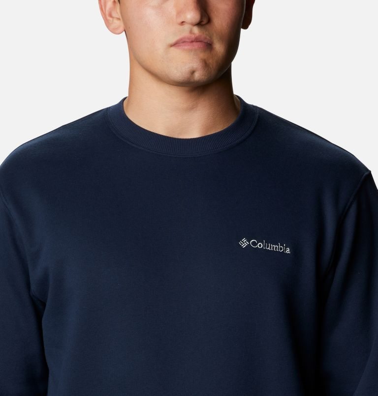 Men's Columbia Hart Mountain II Crew Sweatshirts Navy | CA-TL5C3