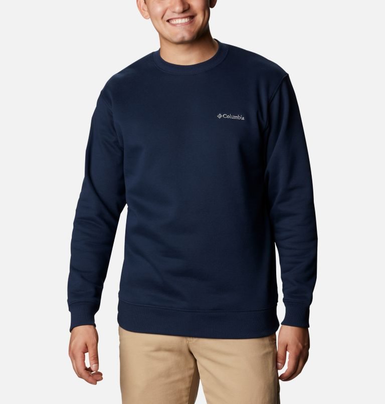 Men\'s Columbia Hart Mountain II Crew Sweatshirts Navy | CA-TL5C3