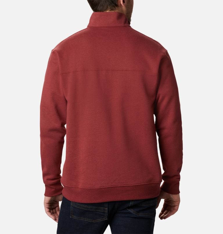 Men's Columbia Hart Mountain II Half Zip Sweatshirts Red | CA-C3L65