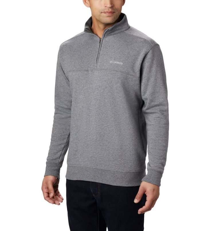 Men\'s Columbia Hart Mountain II Half Zip Sweatshirts Grey | CA-H301C