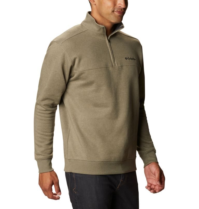 Men's Columbia Hart Mountain II Half Zip Sweatshirts Olive | CA-H41L0