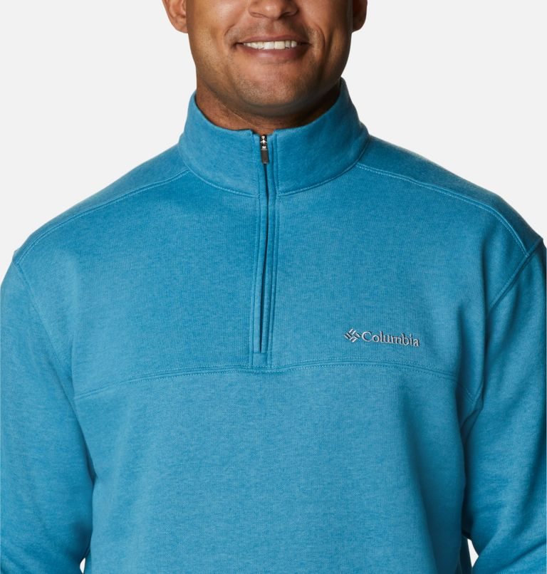 Men's Columbia Hart Mountain II Half Zip Sweatshirts Turquoise | CA-K3CLA