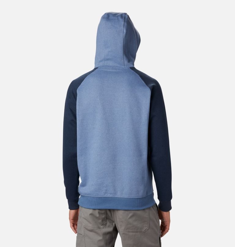 Men's Columbia Hart Mountain II Hoodie Light Blue / Navy | CA-EA0C5