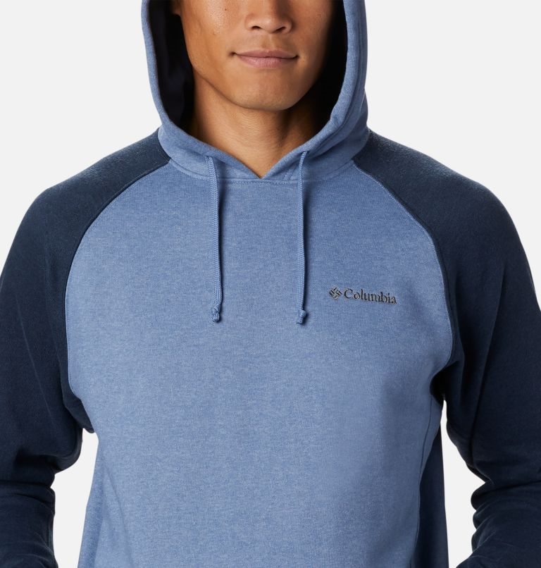 Men's Columbia Hart Mountain II Hoodie Light Blue / Navy | CA-EA0C5