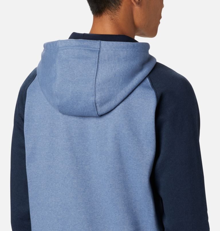 Men's Columbia Hart Mountain II Hoodie Light Blue / Navy | CA-EA0C5