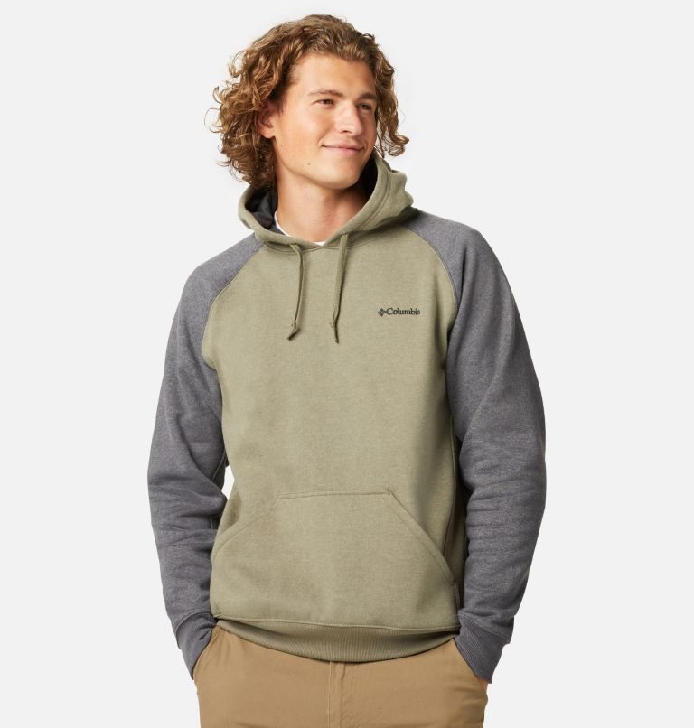 Men\'s Columbia Hart Mountain II Hoodie Olive / Grey | CA-J63AL