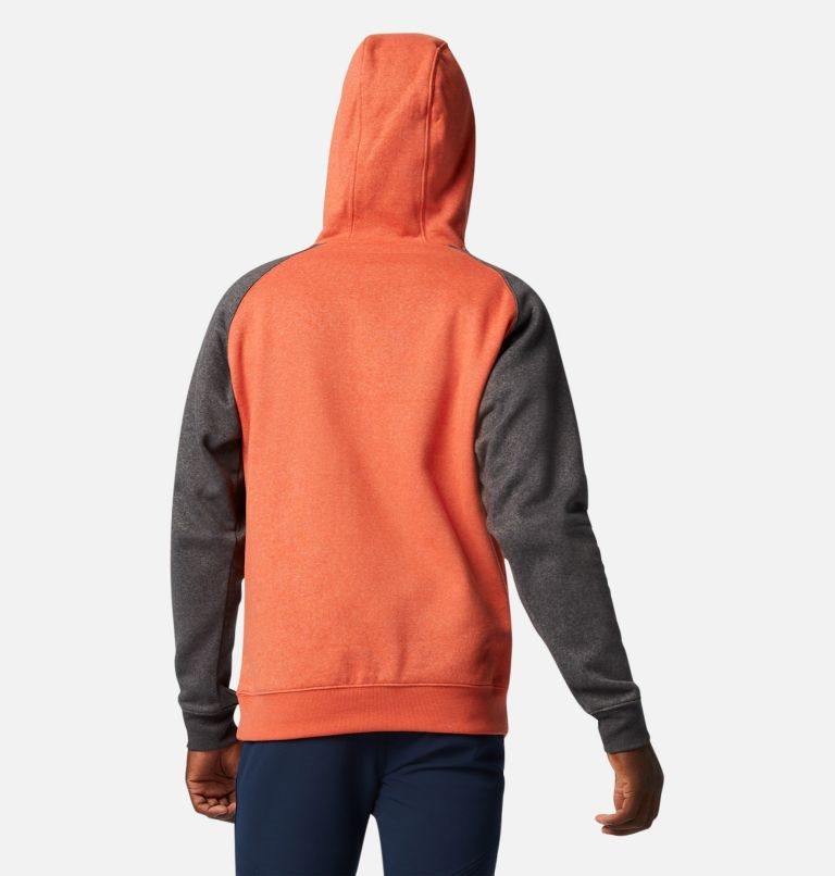 Men's Columbia Hart Mountain II Hoodie Orange / Grey | CA-Q018L