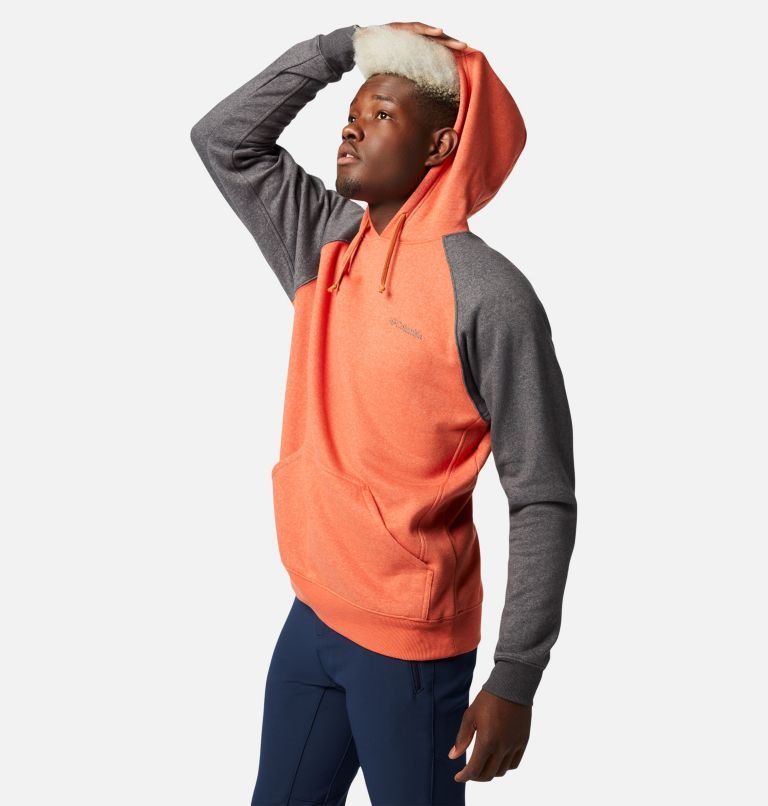 Men's Columbia Hart Mountain II Hoodie Orange / Grey | CA-Q018L