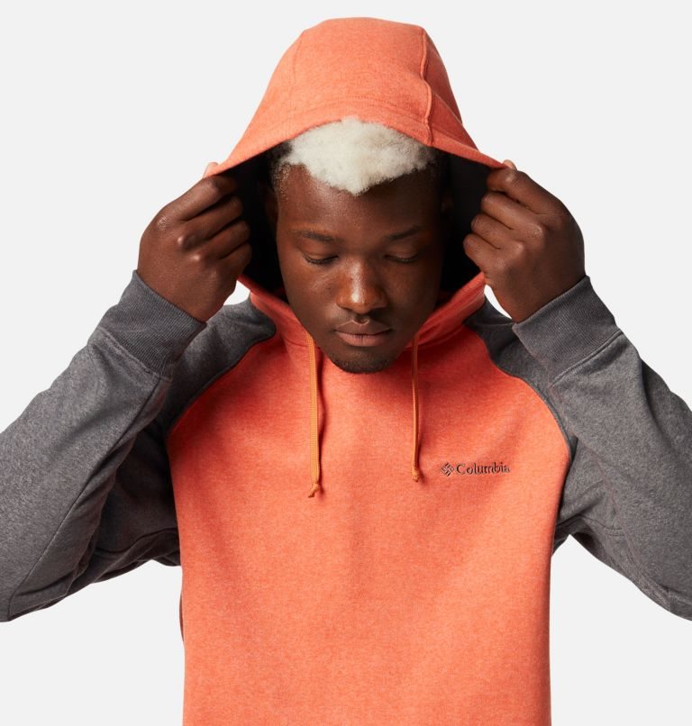 Men's Columbia Hart Mountain II Hoodie Orange / Grey | CA-Q018L