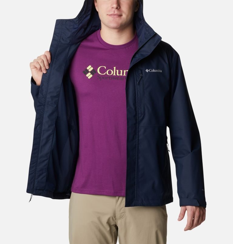 Men's Columbia Hikebound Rain Jackets Navy | CA-VC015