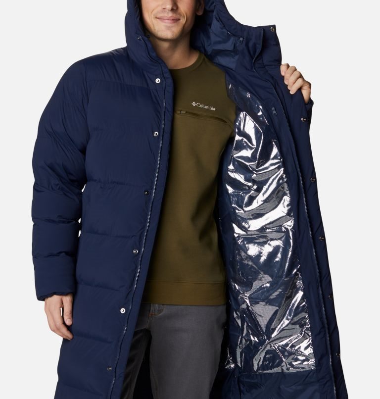 Men's Columbia Hunters Drive Long Parka Jackets Navy | CA-N54A1