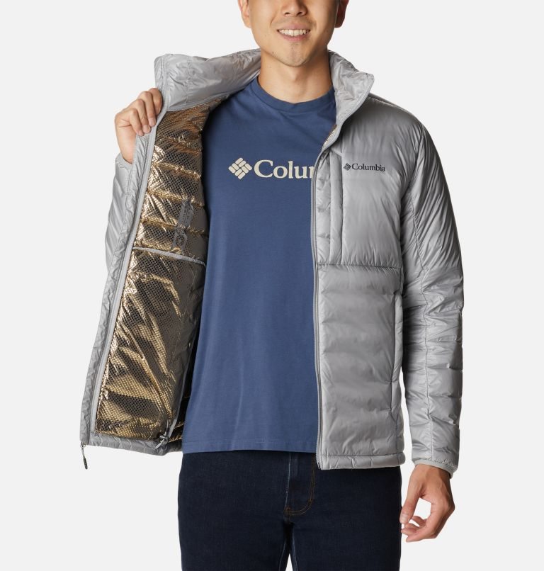 Men's Columbia Infinity Summit Omni-Heat Infinity Double Wall Down Jackets Light Grey | CA-C315L