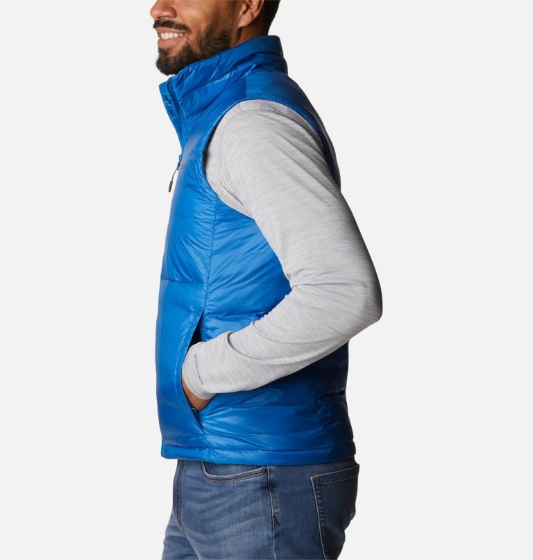 Men's Columbia Infinity Summit Omni-Heat Infinity Double Wall Down Vest Blue | CA-F406C