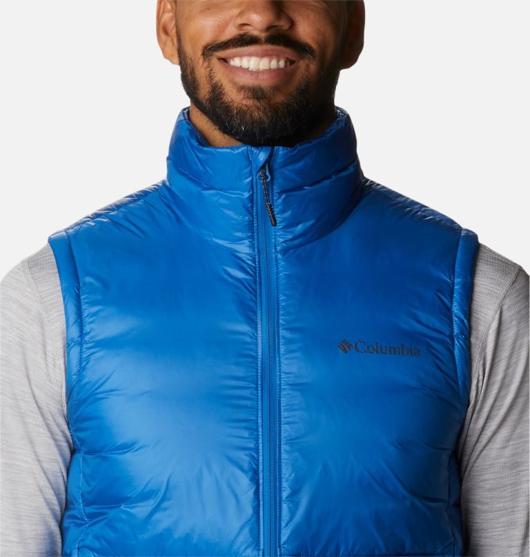 Men's Columbia Infinity Summit Omni-Heat Infinity Double Wall Down Vest Blue | CA-F406C