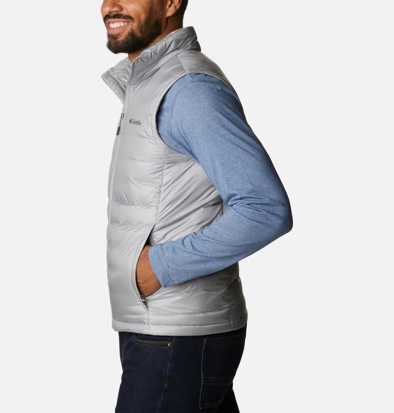 Men's Columbia Infinity Summit Omni-Heat Infinity Double Wall Down Vest Light Grey | CA-M06L5